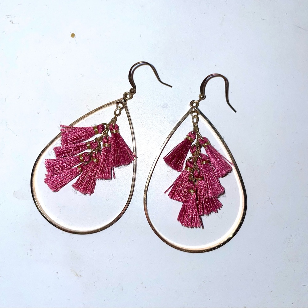 Francesca’s Magenta Tassel Earrings